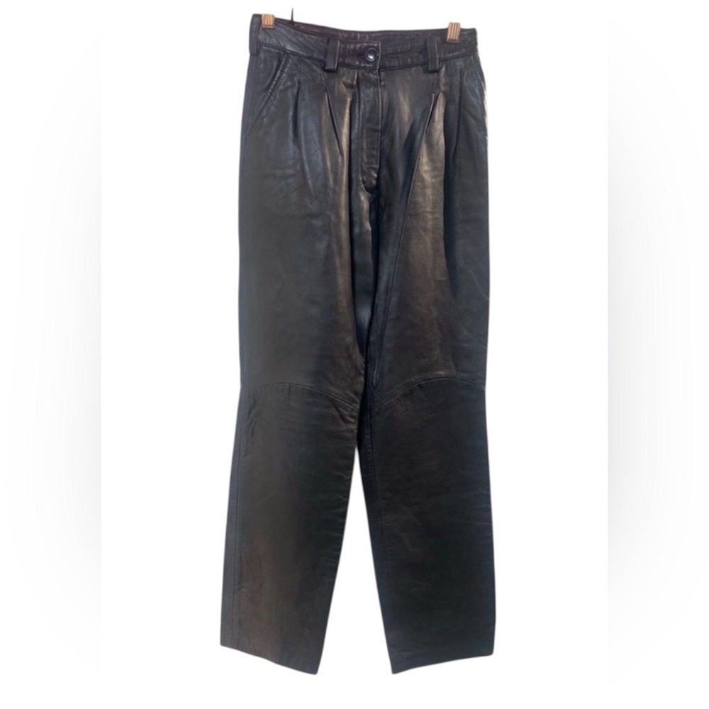 Michael Hoban Black Leather Pants Sz 3/4‎